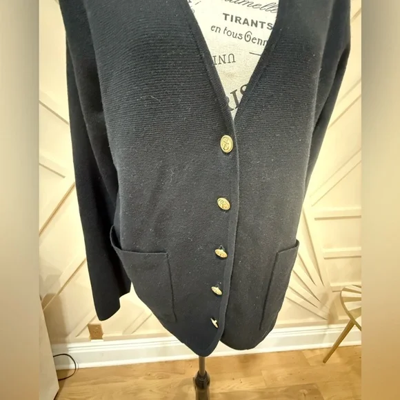 J. Crew Black Cardigan with Gold Buttons - Picture 5 of 6